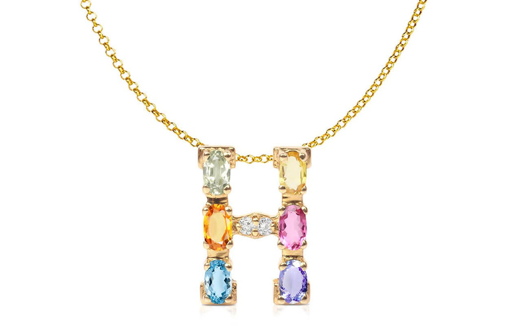 925 Sterling Silver Diamond Bujukan Initial H Necklace | Shop 925 Silver  Bujukan Necklaces | Gabriel & Co